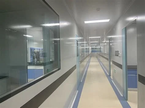Clean corridor with network cabinet at a pharmaceutical plant